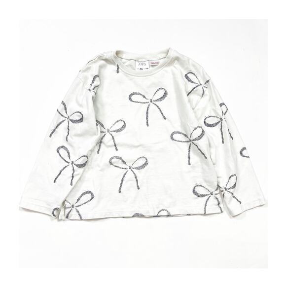 Zara Glitter Bow T-Shirt - Picture 1 of 5